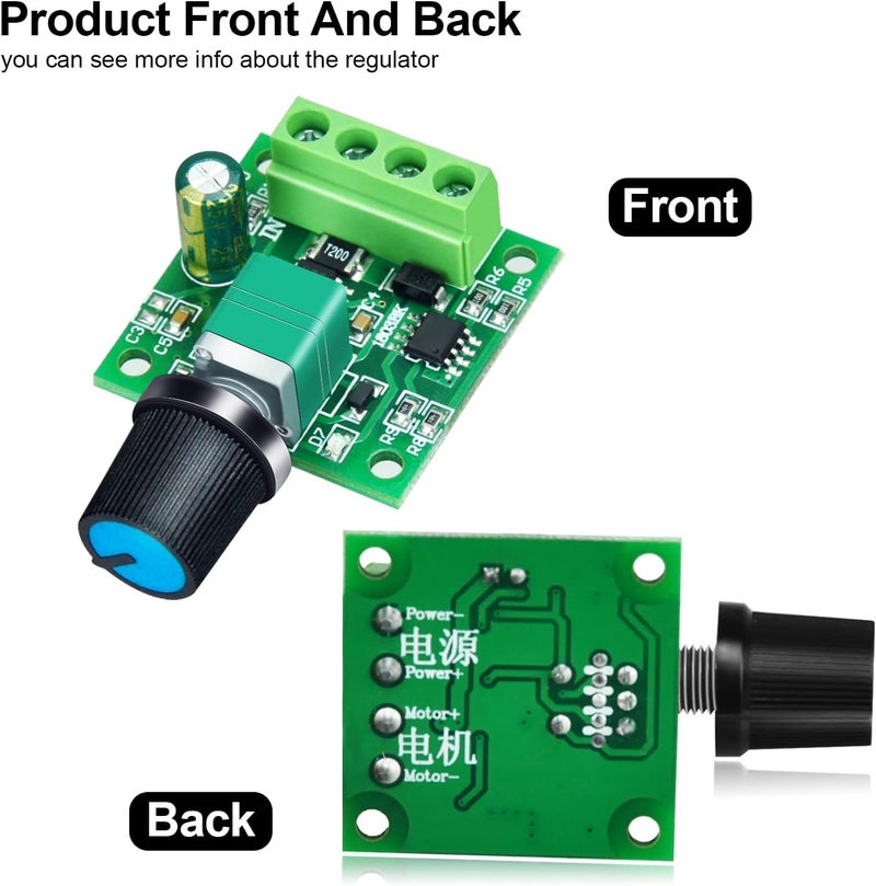 ALEDECO PWM Low Voltage DC Motor Speed Controller 1.8V 3V 5V 6V 12V 2A 24W Adjustable Driver Switch 2Pack - Image 5